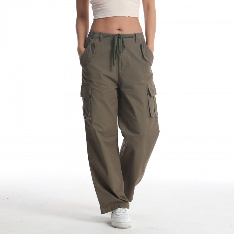 Damer Casual Cargo Bukser med bred pasform og adskillige lommer Stilla