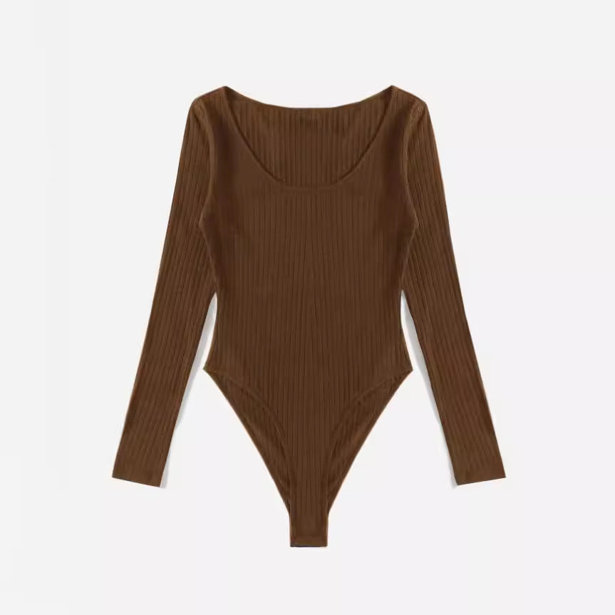 Dame Langærmet Bodysuit i struktureret bomuld Stilla