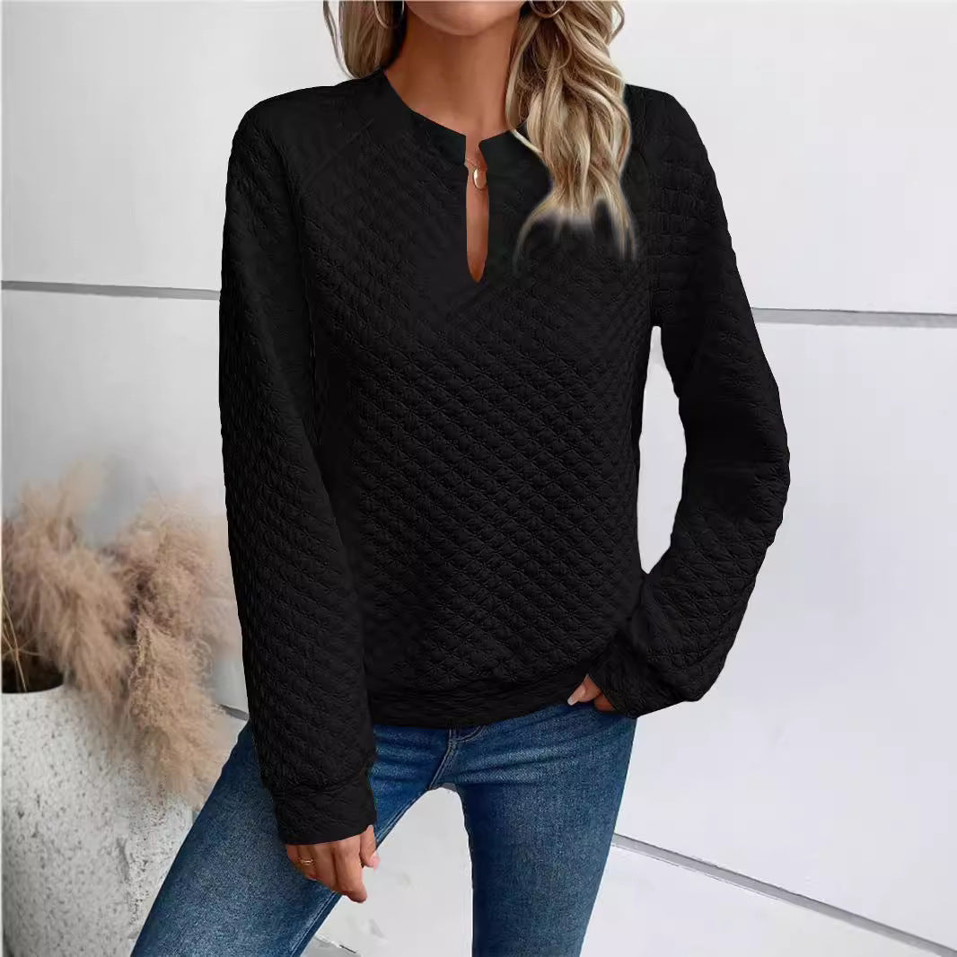 Damer quiltet pullover med slids Stilla