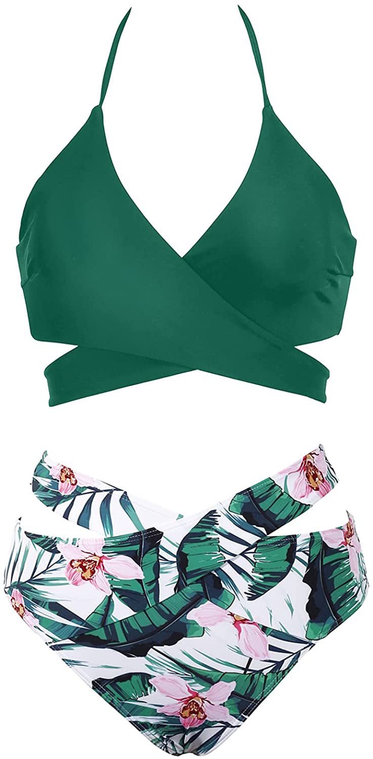 Dame bikini sæt med trendy indpakning top og højtaljede underdele Stilla