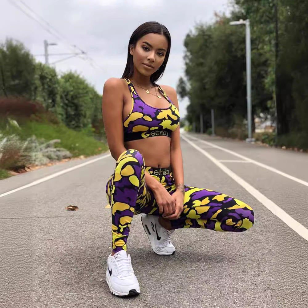 Dame Sport-BH og Leggings Sæt i trendy Camouflage-look Stilla