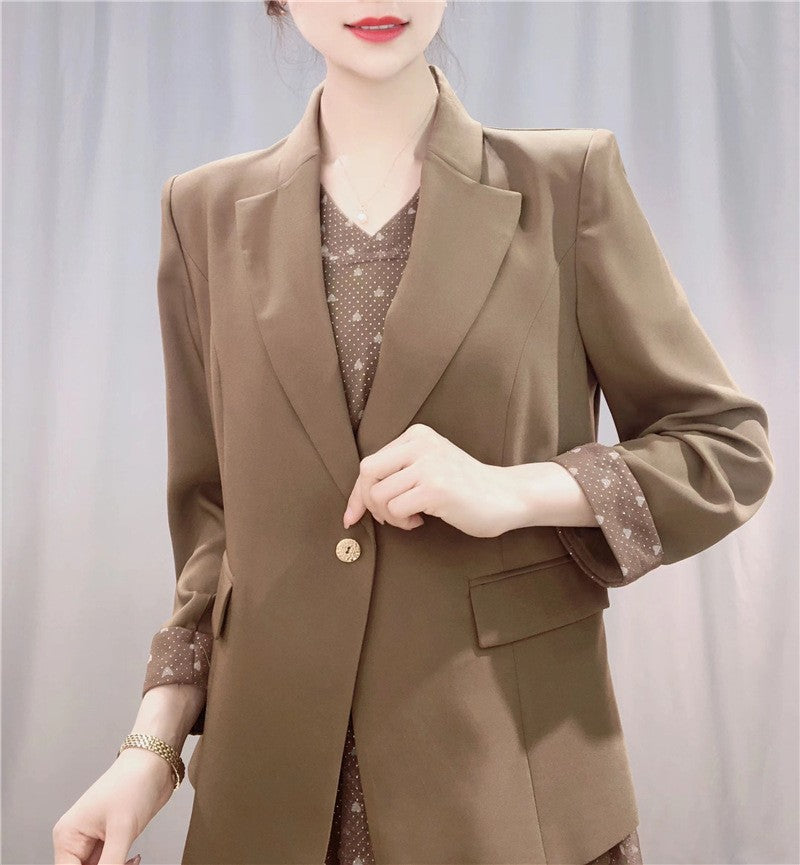 Kvinder elegant blazer med blomster maxi kjole Stilla