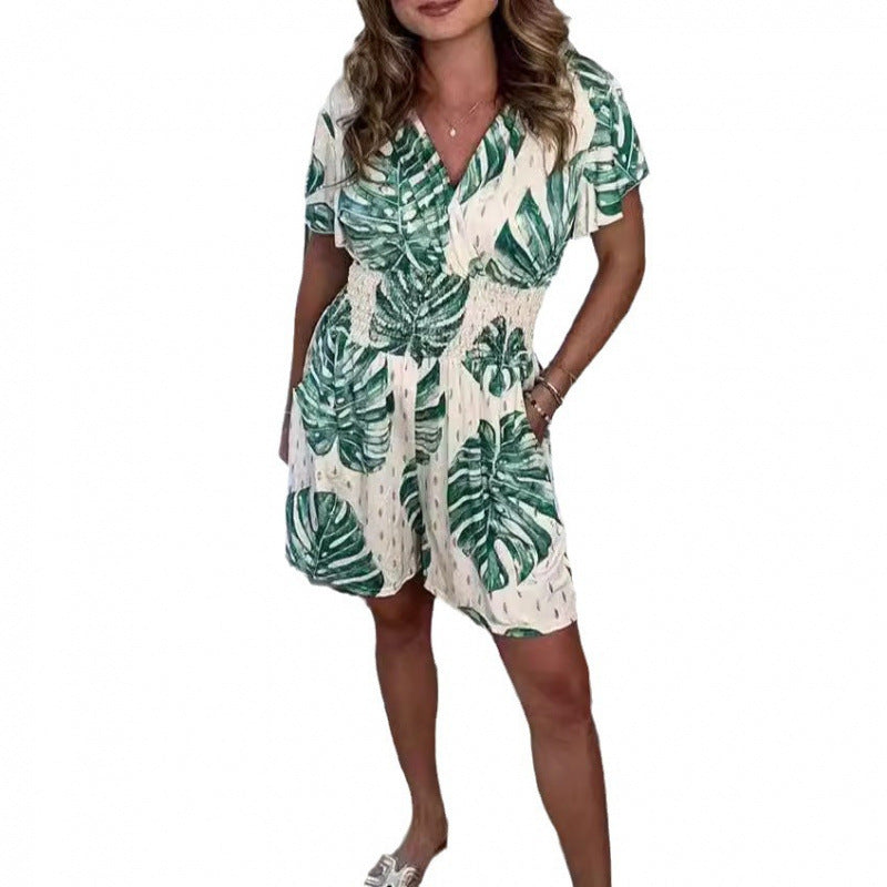 Dame Tropical Print Wrap Jumpsuit Stilla