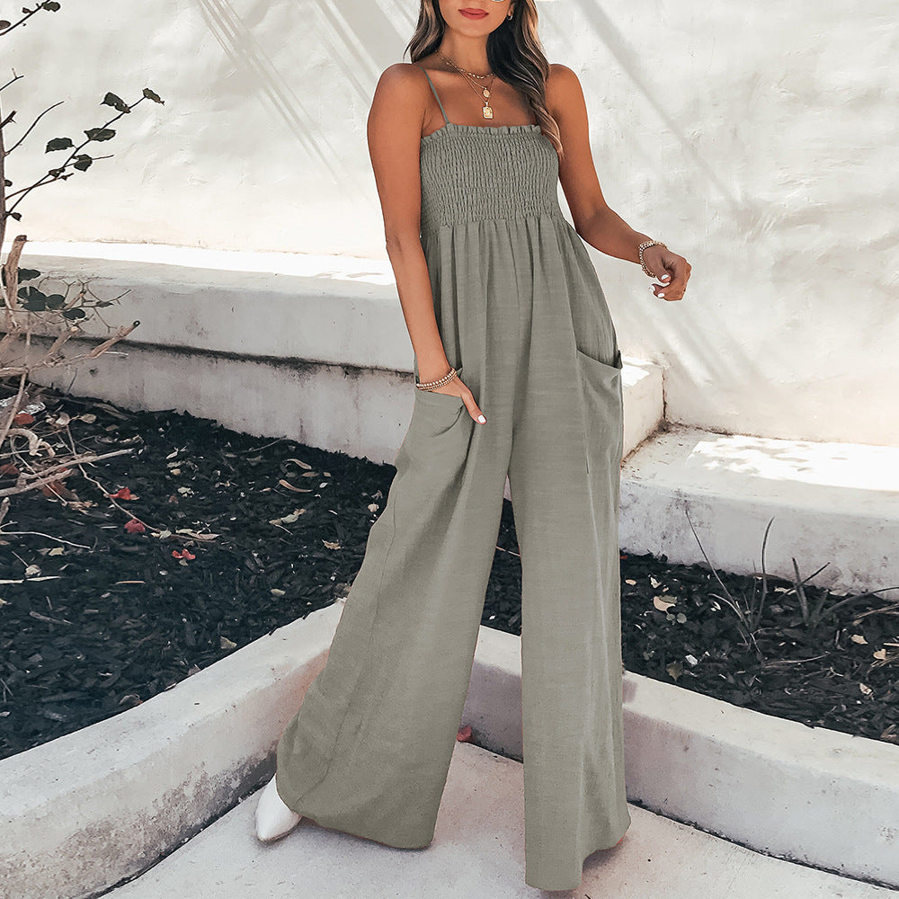 Dame Smocked Waist Bred Beinform Jumpsuit Stilla