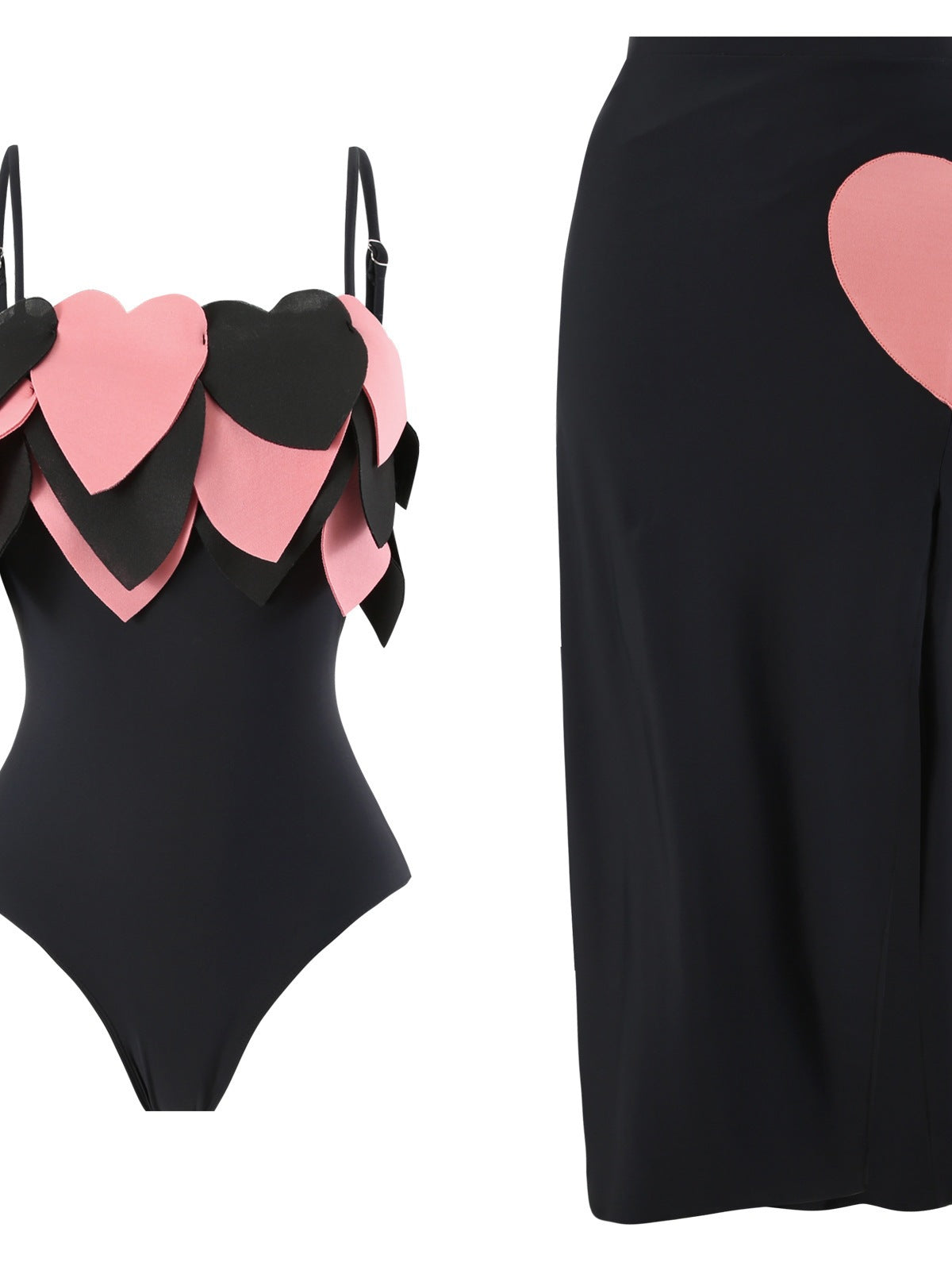 Dame bikini sæt med hjerteformede detaljer og højt skåret nederdel Stilla
