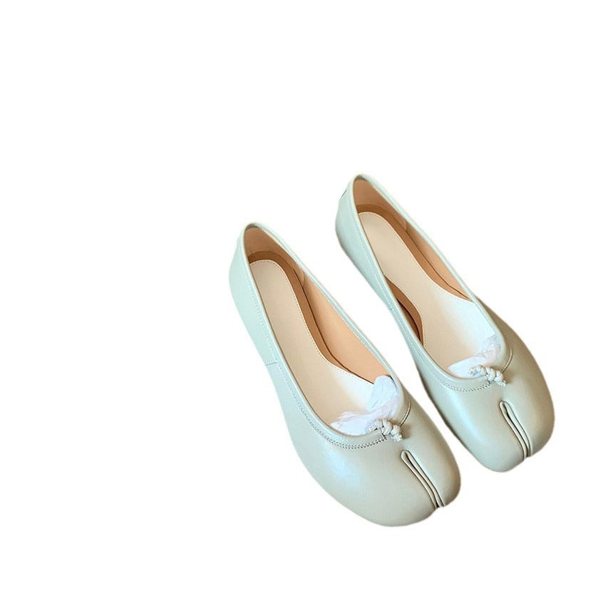Dame Klassiske Læder Ballerina Flade Sko med unikt Dråbe Design Stilla