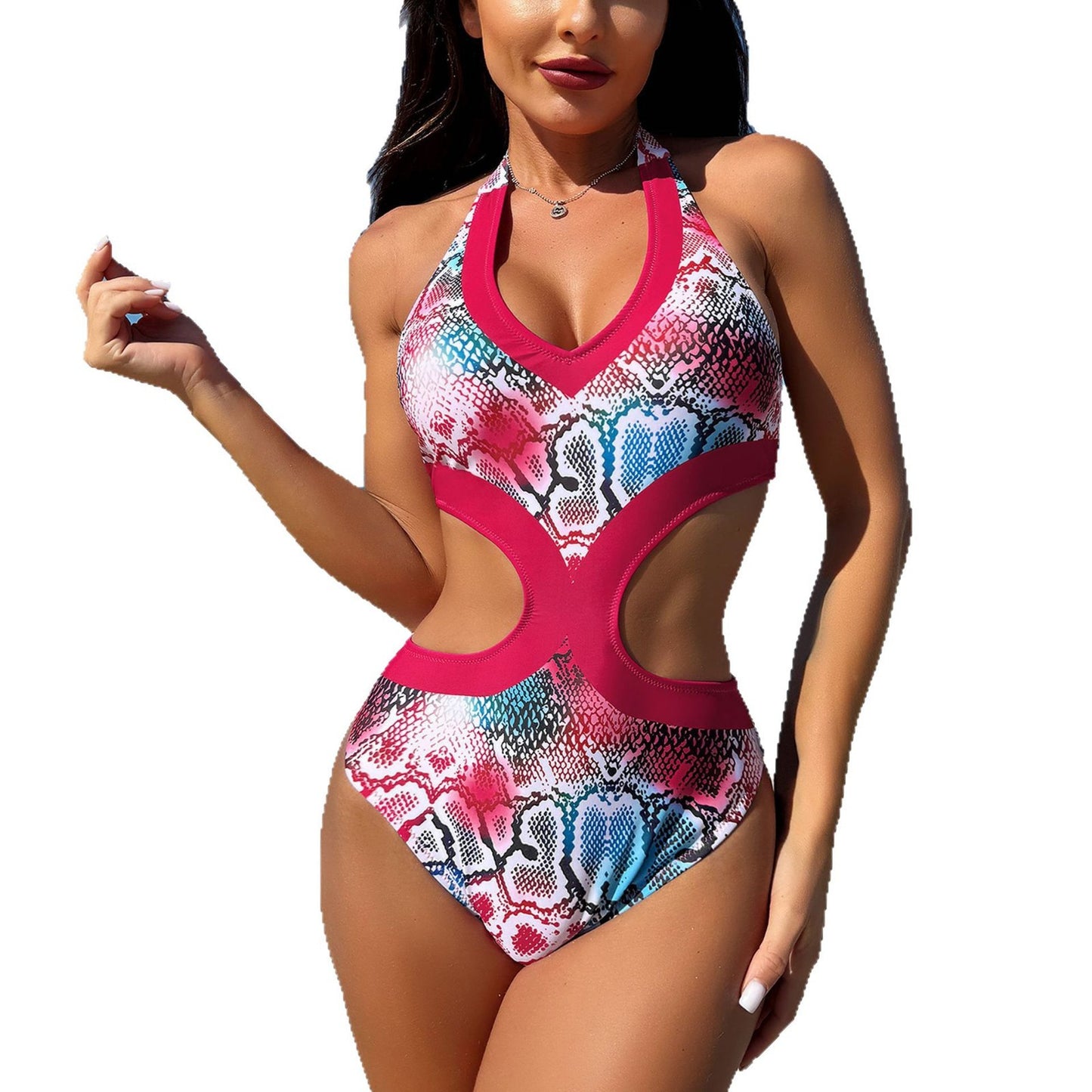 Dame Cut-Out Badedragt med vidde Kimono og Frynser Stilla