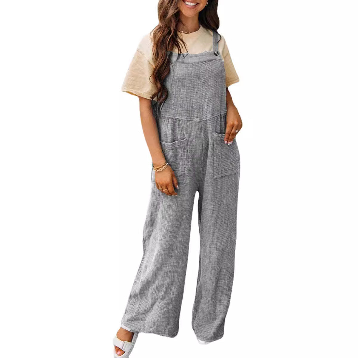Dame afslappet jumpsuit med praktiske lommer og bred pasform Stilla