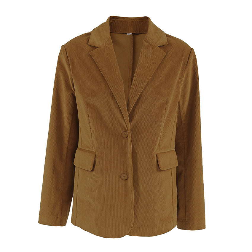 Dame afslappet blazer lavet af blødt cord-stof med lommer og elegant snit Stilla