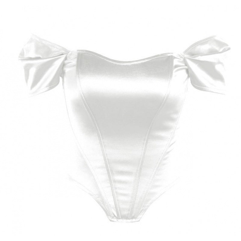 Dame Langærmet Bodysuit med skulderfri design og puffærmer Stilla