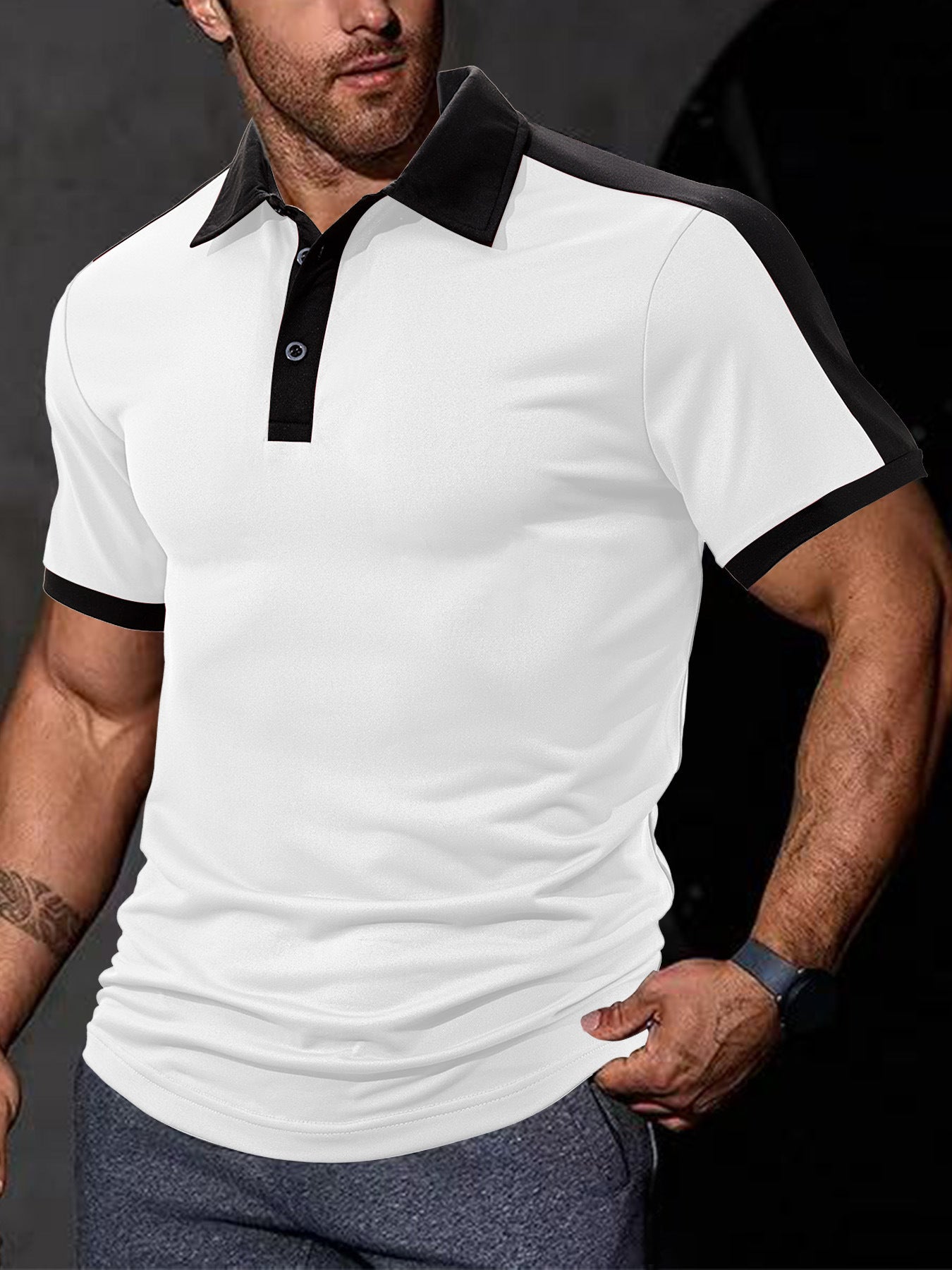 Herrer Sporty Kortärmet Poloshirt med åndbart materiale Stilla