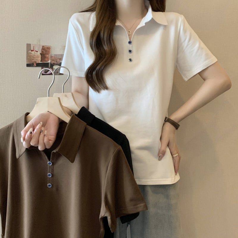Femme Classic Kortærmet Polo top med knapdetalje Stilla