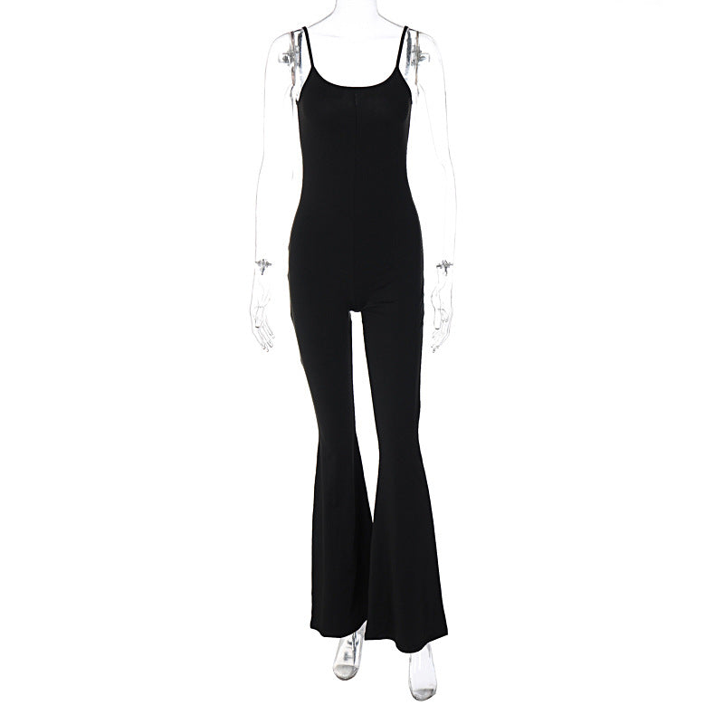 Dame figurtilpasset flared jumpsuit med spaghetti stropper og høj skæring Stilla