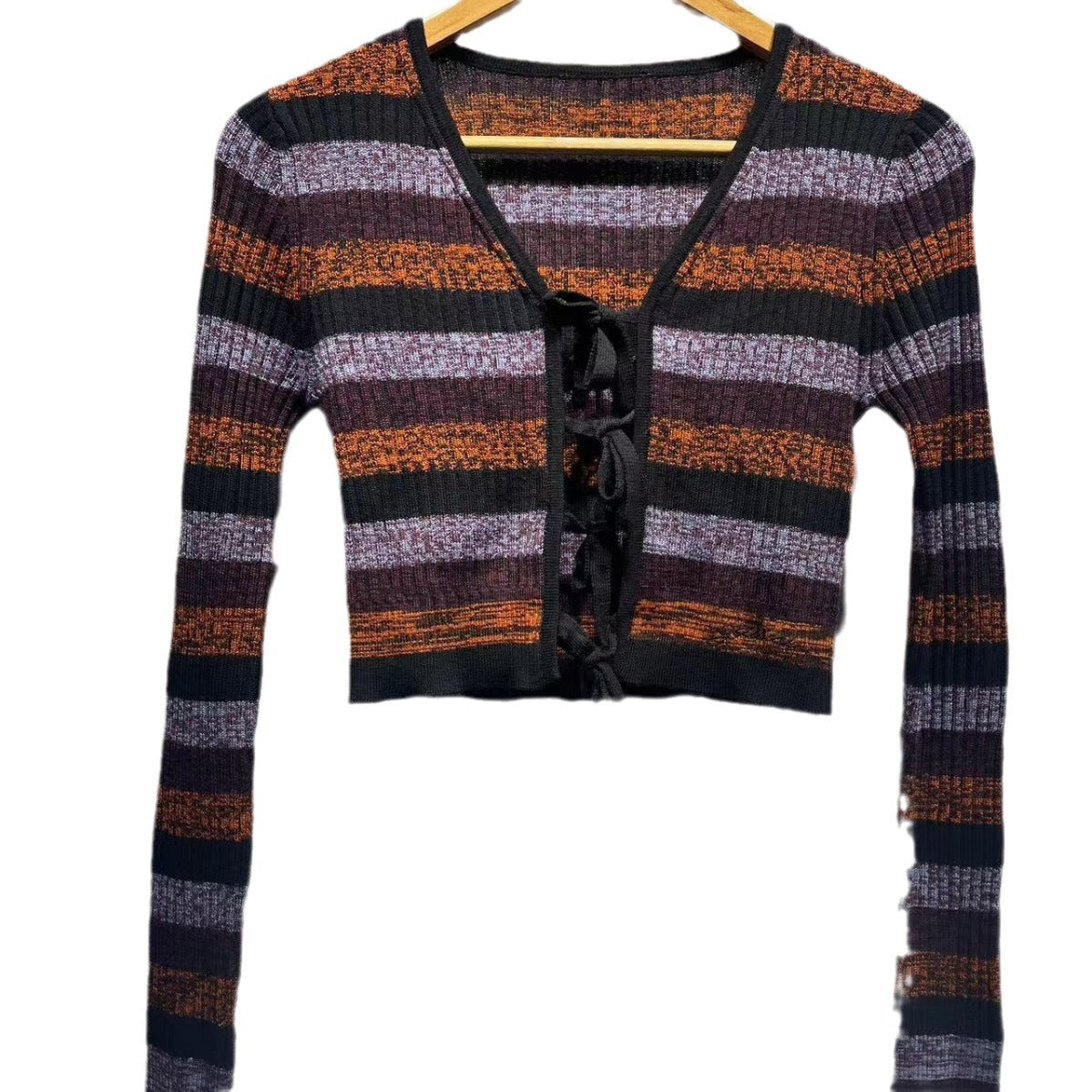 Dame Crop-Top med raffineret snøre-design og farvematchende striber Stilla