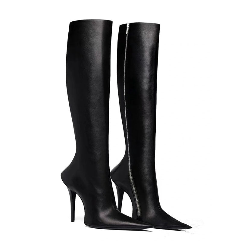 Femme Overknee-Stiletto-Støvler med lynlåsdetalje Stilla