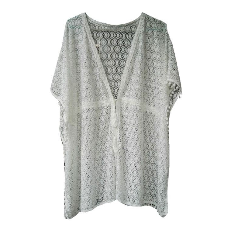 Dame elegant hæklede strandoverdel med legesyge kvaster Stilla