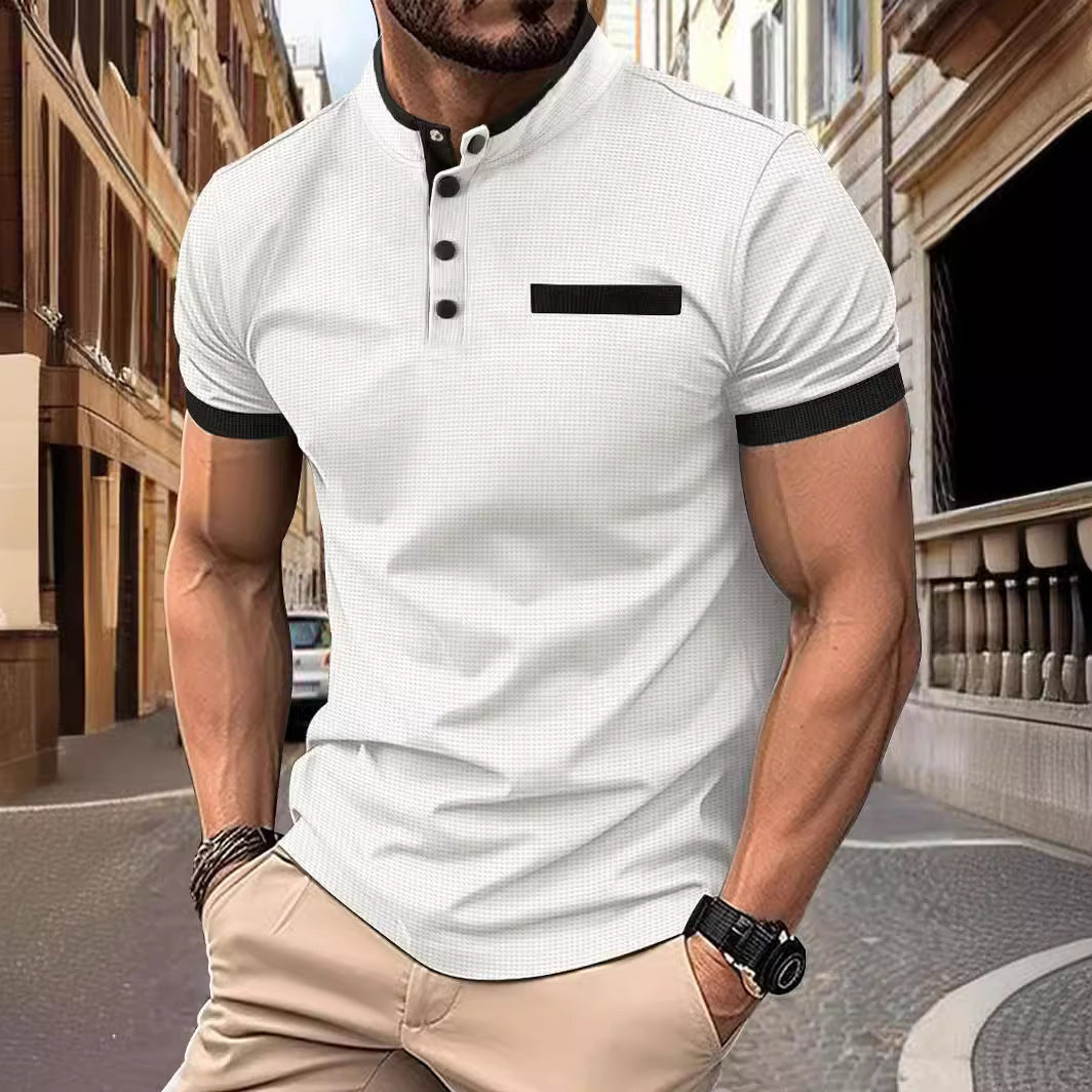 Herren Kortærmet Poloshirt med moderne krave og struktureret design Stilla