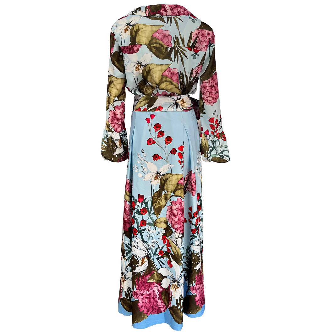 Dame Elegant Jumpsuit med blomstret design og taljebælte Stilla