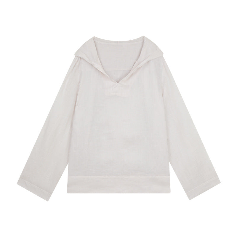 Dame afslappet langærmet skjorte med moderne V-udskæring og løs pasform Stilla