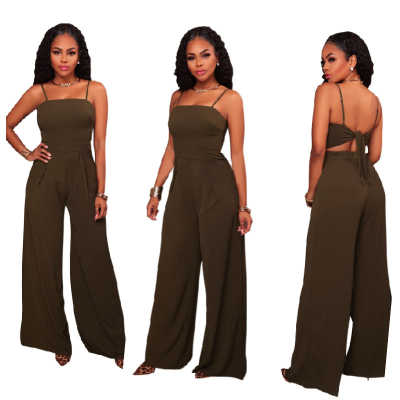 Dame Oversized Jumpsuit med dyb rygudskæring og bredt ben Stilla