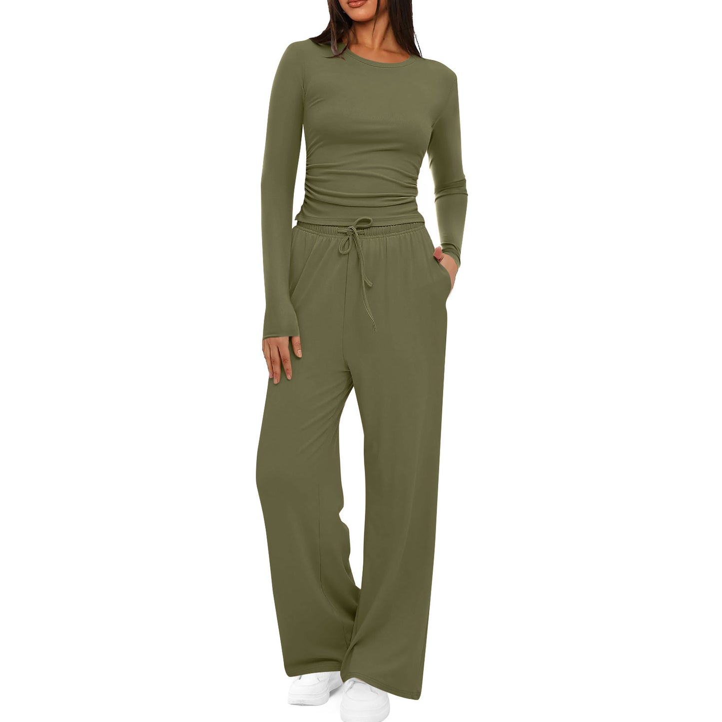Dame behagelig jumpsuit med lange ærmer og elastisk talje Stilla