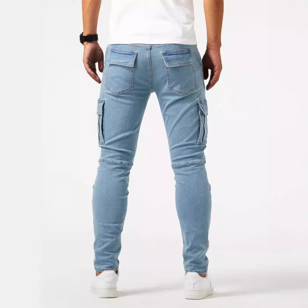 Herrer Cargo-Jeans med Slim-Fit snit og praktiske sidelommer Stilla