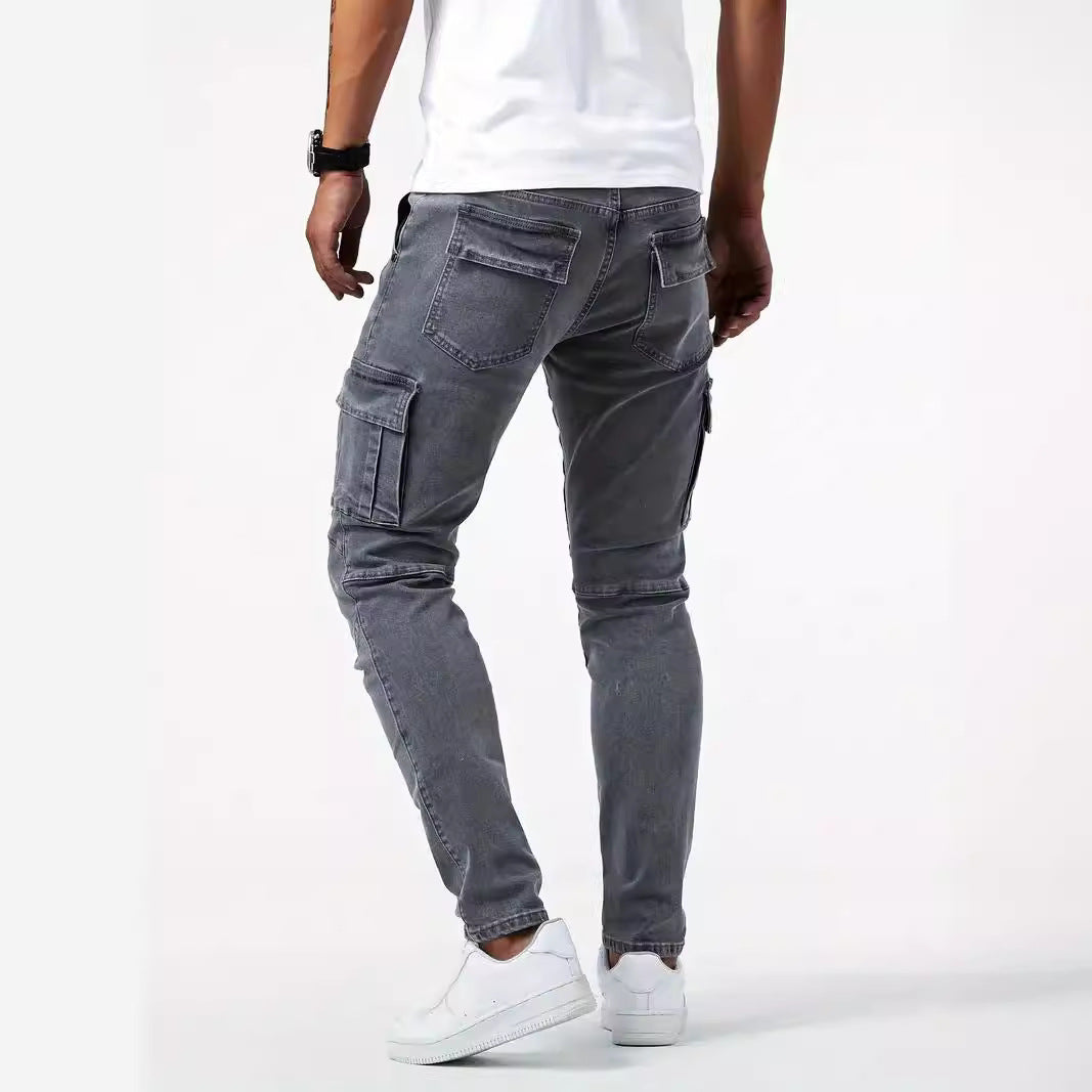 Herrer Cargo-Jeans med Slim-Fit snit og praktiske sidelommer Stilla