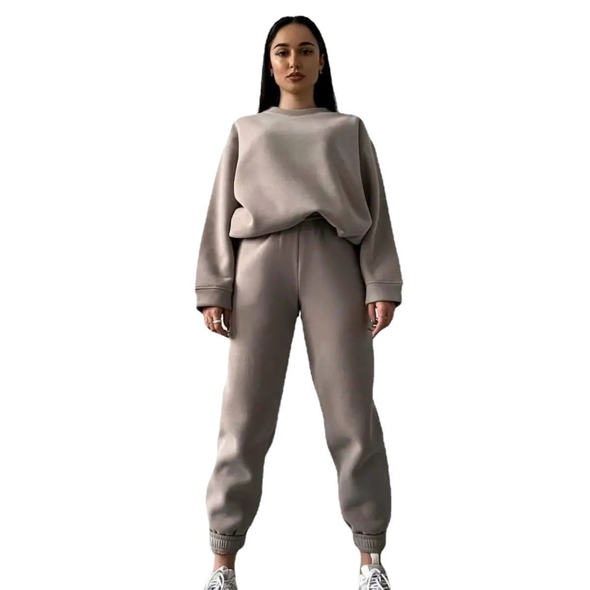 Dame afslappet fleece træningssæt med høj talje Stilla