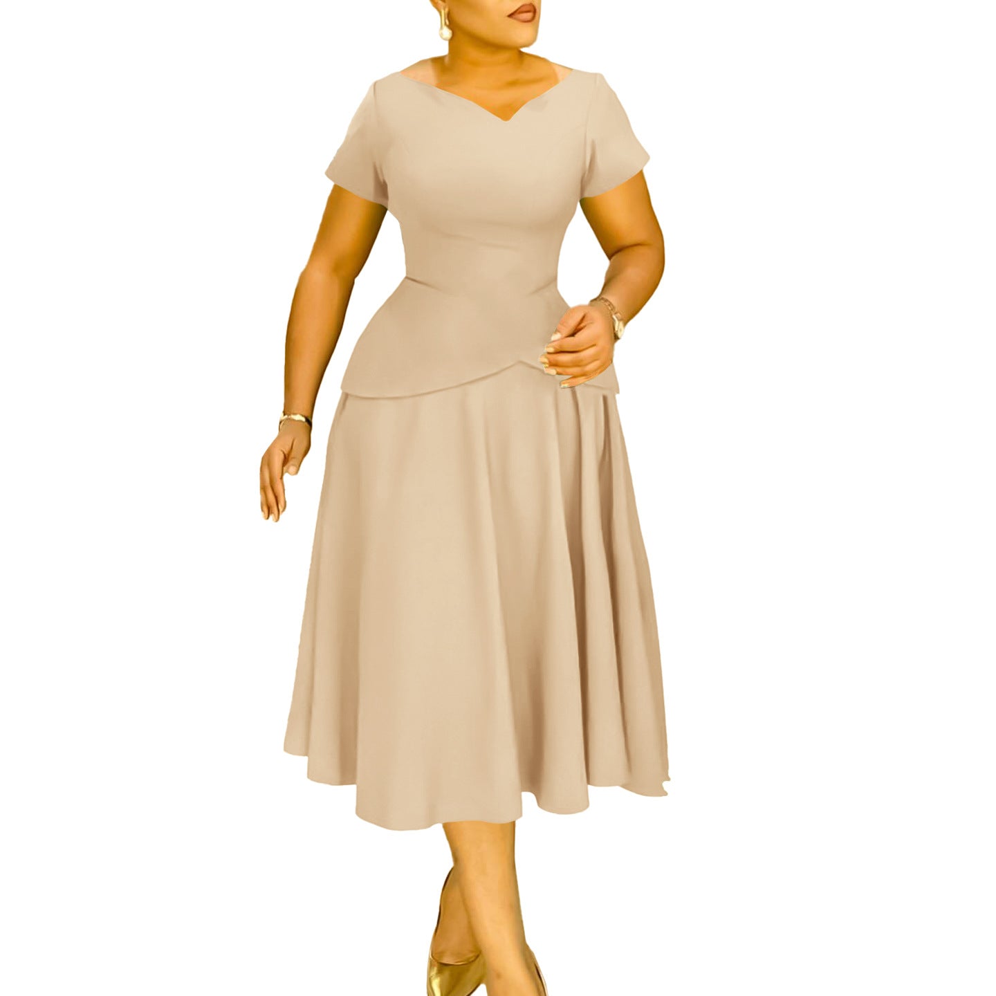 Dame elegant kjole med asymmetrisk snit og moderigtig drapering Stilla