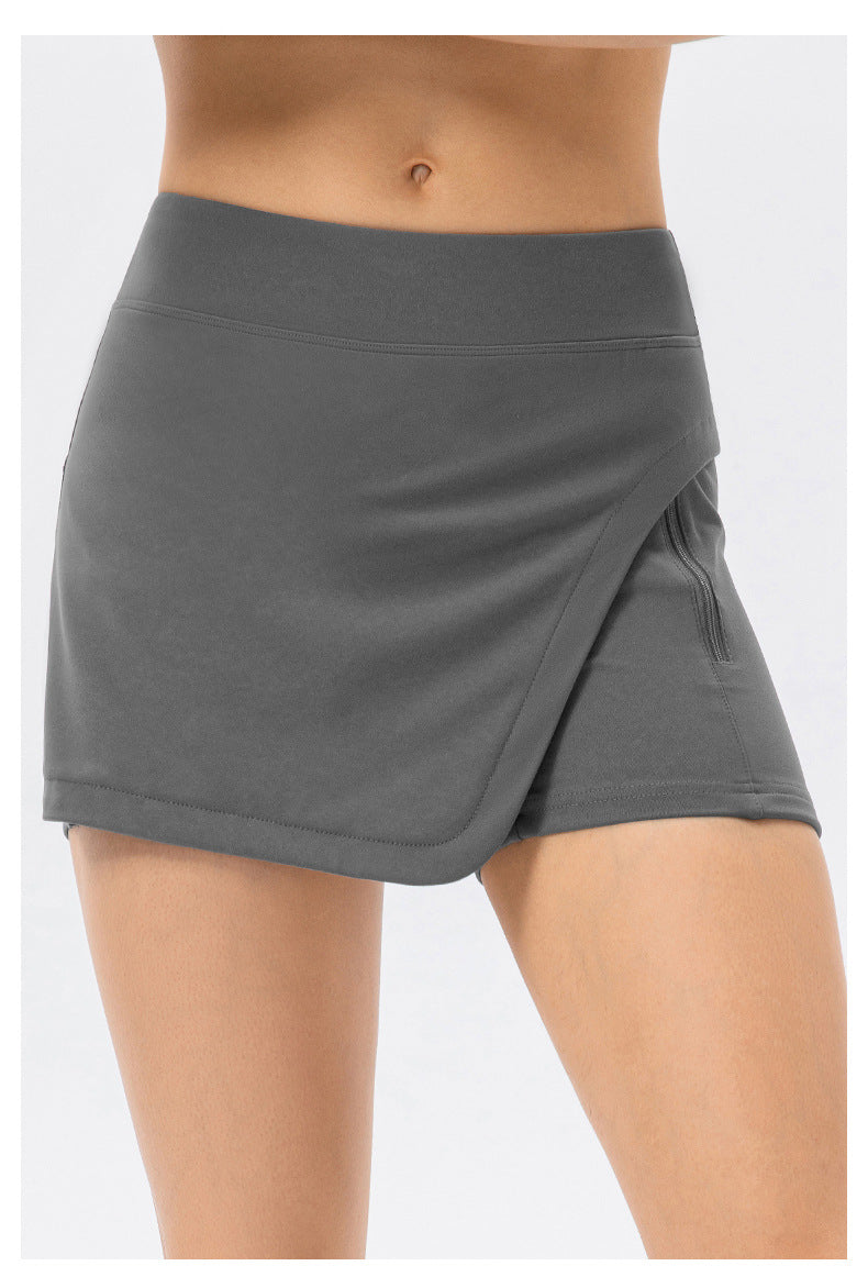 Stilla | Yoga Culottes Imitation Denim Tennis Skirt With Belted Pocket Tæt Fit, Falsk to Delt Design
