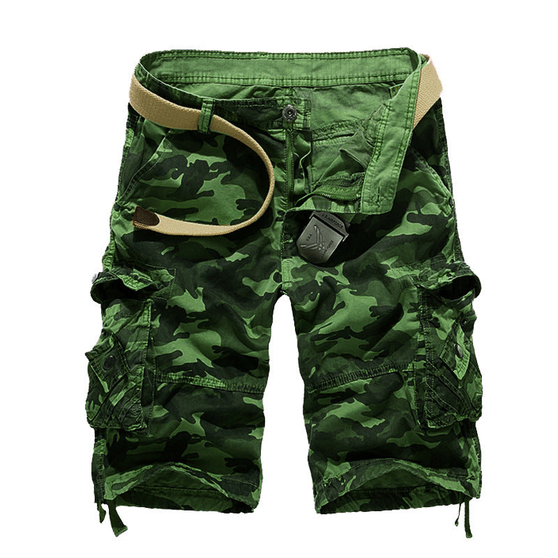 Herrer Camo Cargo-shorts med flere lommer og justerbar talje Stilla