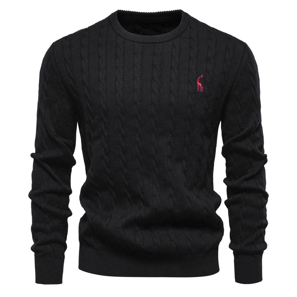 Herrer strikpullover med trendy fletstrik-optik og rund halsudskæring Stilla