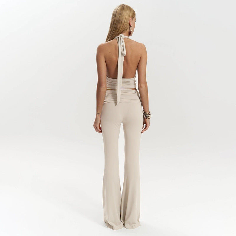 Dame Elegant Jumpsuit med raffinerede rynkeelementer og dyb udskæring Stilla