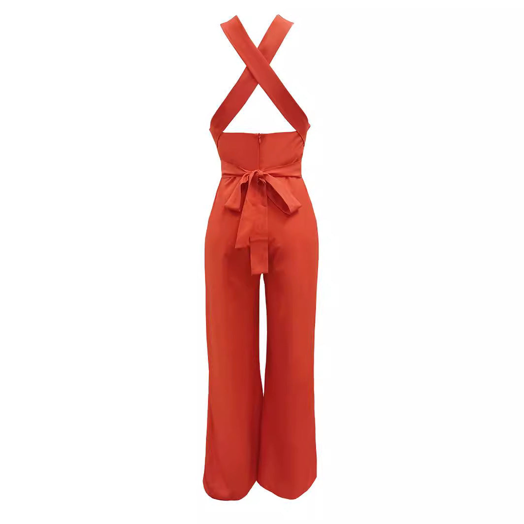 Dame jumpsuit med sexy cut-outs og elegant indpakningsdesign Stilla