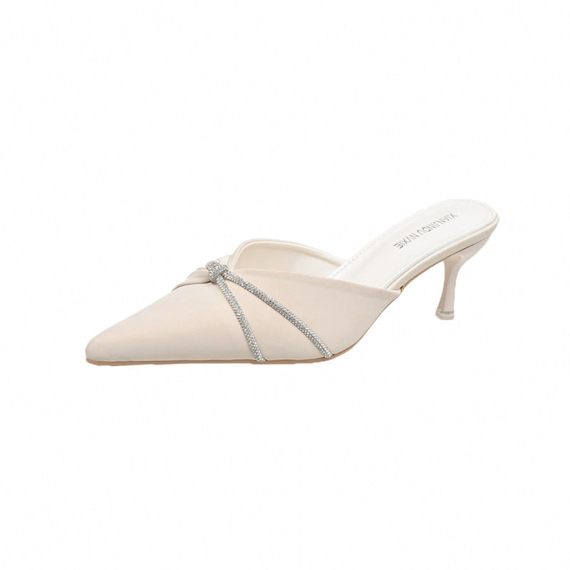 Dame Elegant Åben-Tå Slingback-Hæle med Strass-Accent Stilla