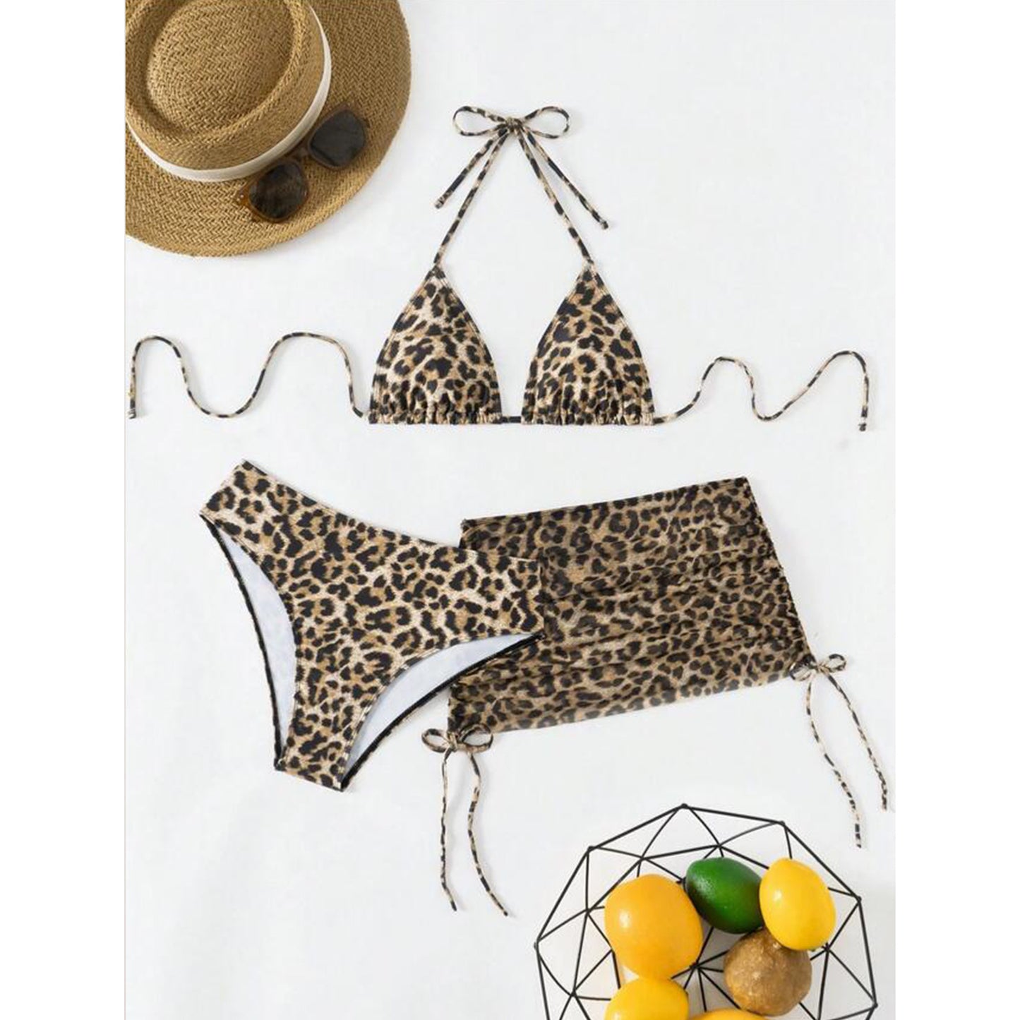Dame bikini-sæt med justerbare stropper og elegant leopardmønster Stilla