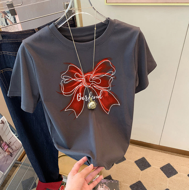 Dame T-shirt med legende sløjfemotiv Stilla