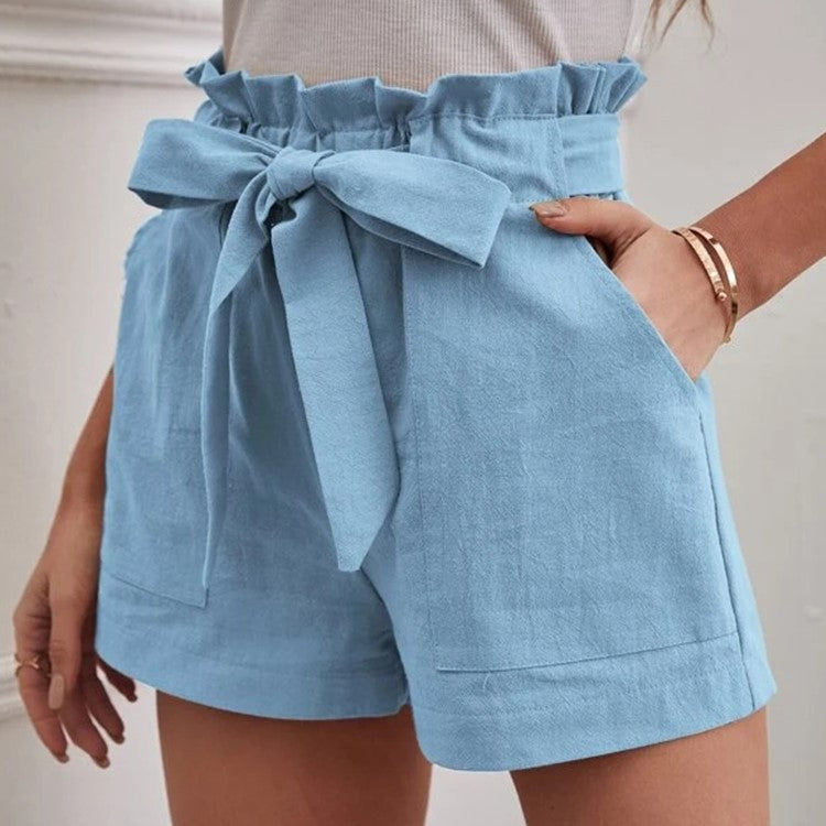 Dame højtaljede shorts med bundet detalje Stilla