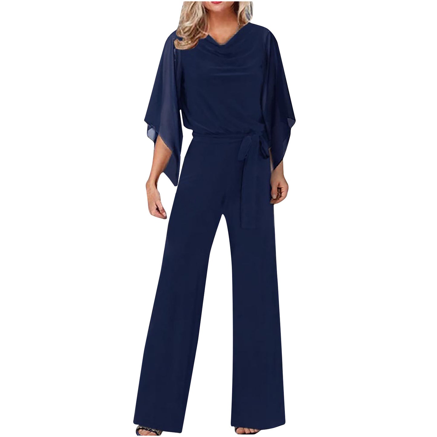 Dame Elegant Jumpsuit med flydende overdel og bred ben Stilla