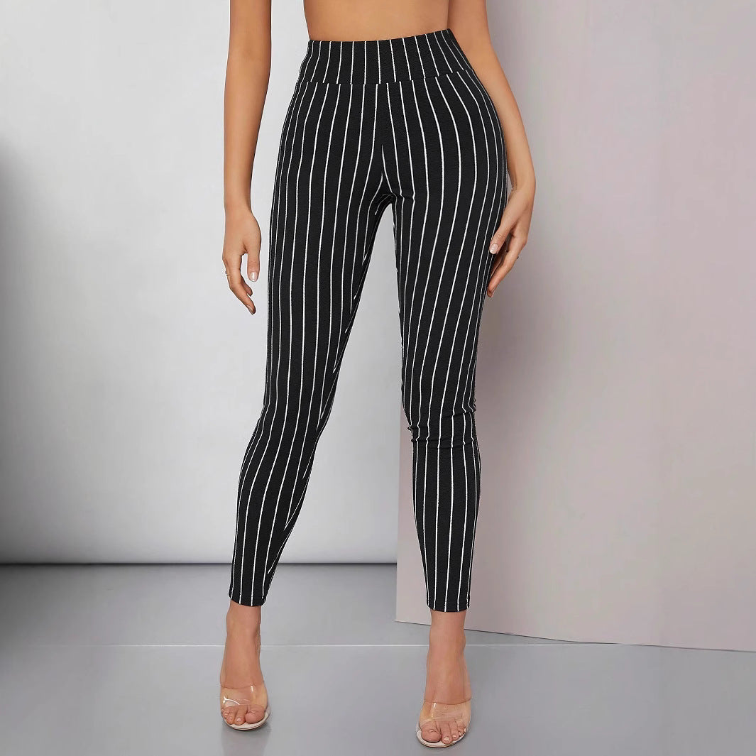 Damer Højtaljede Vertikalstribede Leggings Stilla