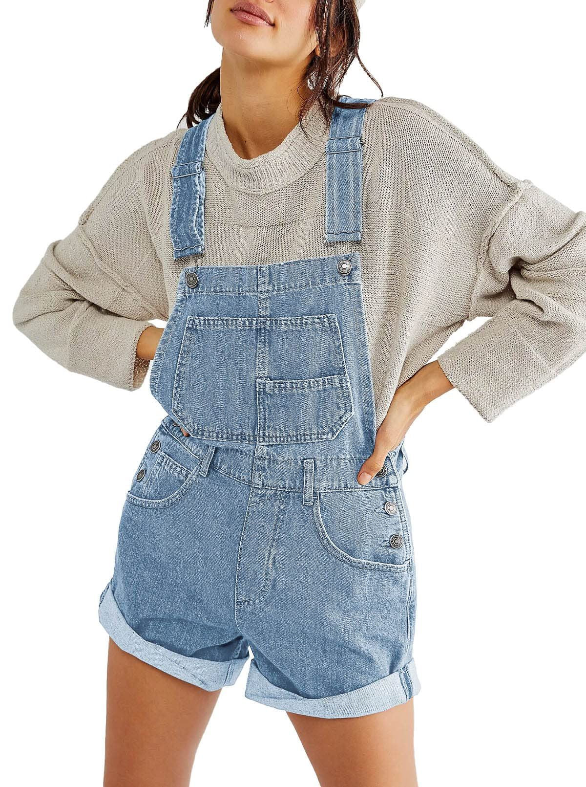 Dame Casual Denim Overalls med funktionelle lommer og justerbare stropper Stilla