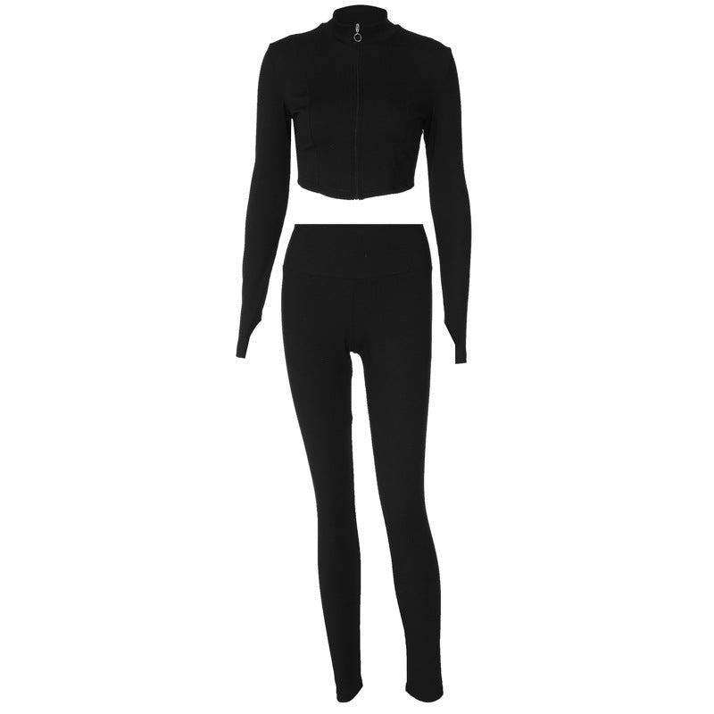 Dame Sporty Crop-Top og Leggings Sæt med innovativt design og høj krave Stilla