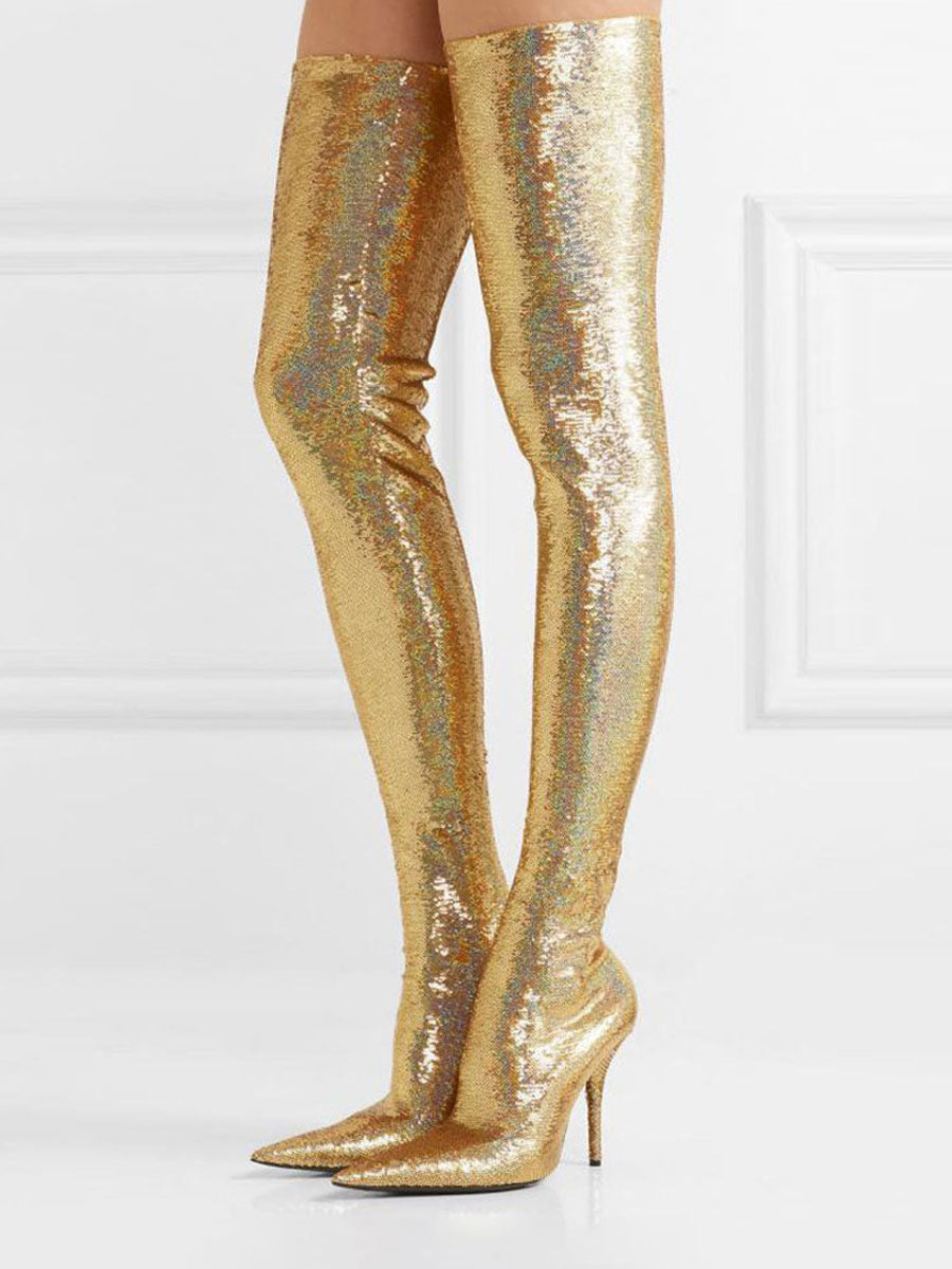 Femme Over-the-Knee Glitter Stiletto Støvler Stilla
