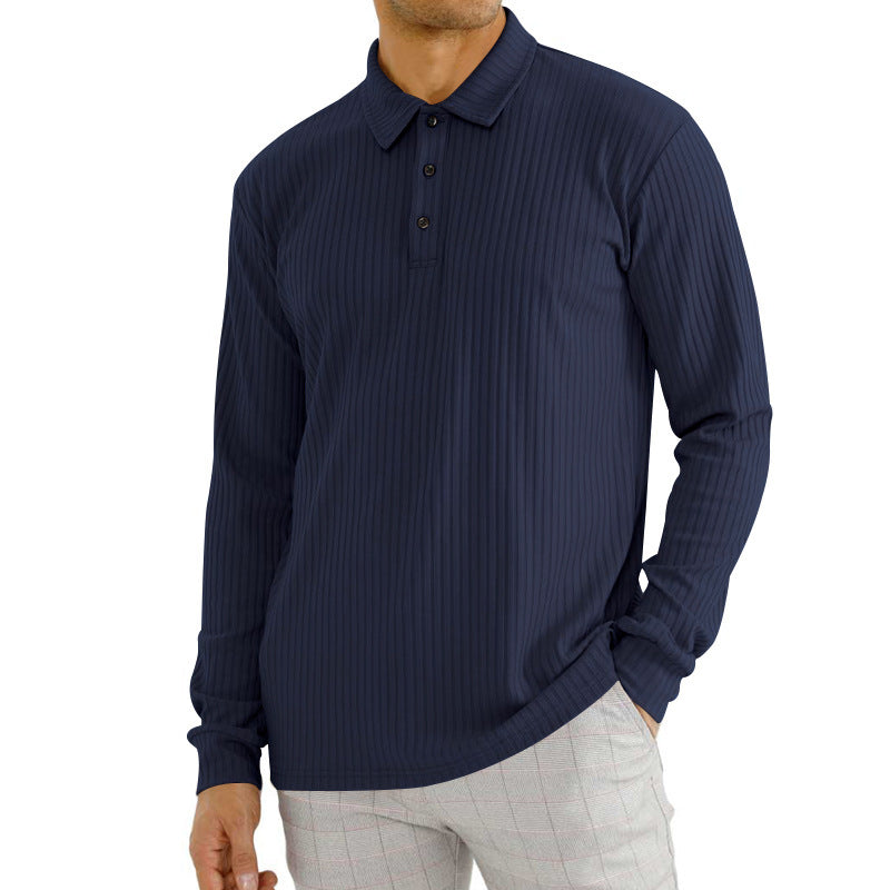 Herrer Langærmet Poloshirt med struktureret overflade og moderne krave Stilla