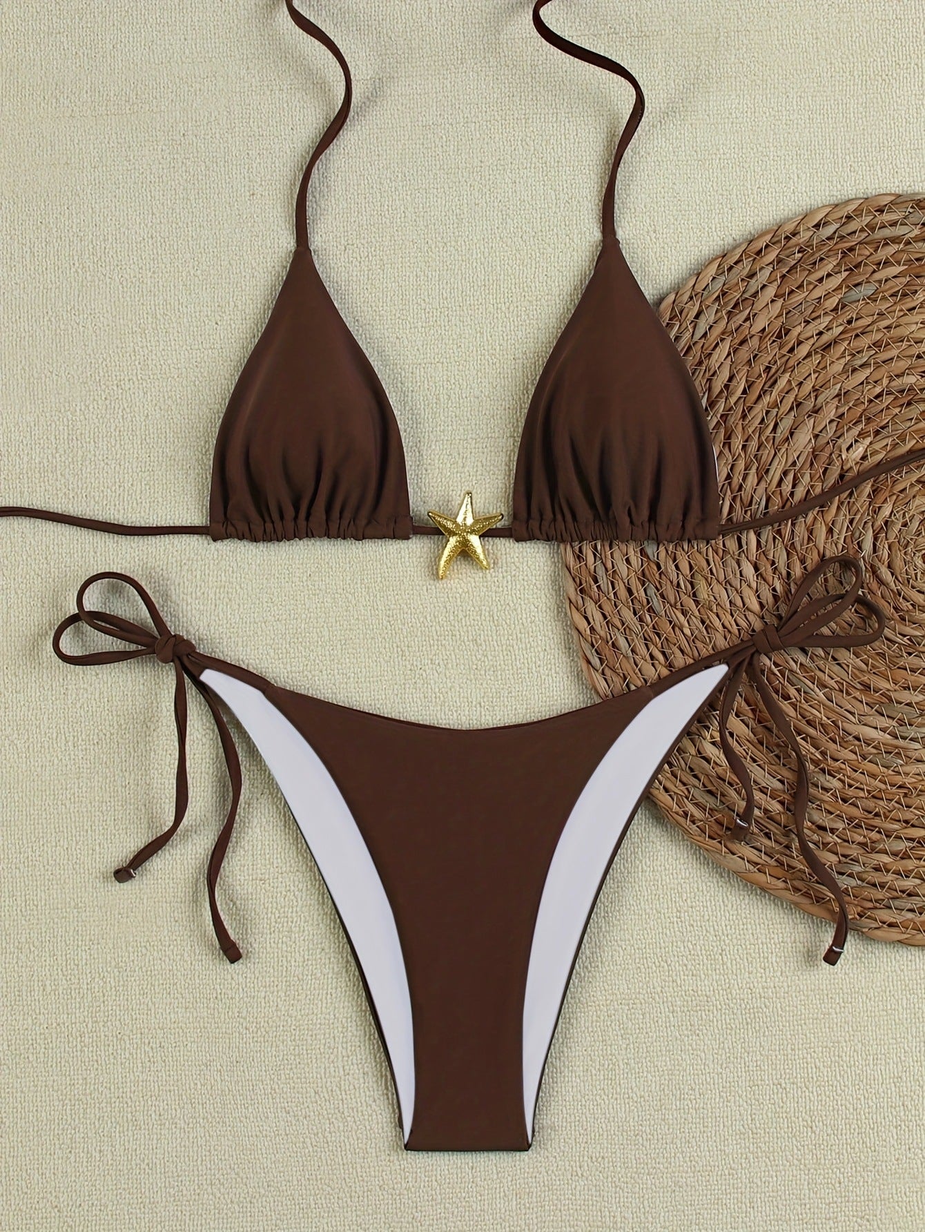 Dame Triangle-bikini med modigt stjernedetalje og justerbare stropper Stilla