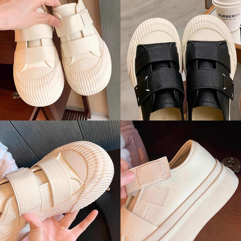 Dame Komfortable Sneakers med justerbar velcro og struktureret plateau Stilla