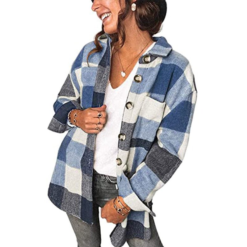 Dame Størrelse Ternede Flannel Skjorte Stilla