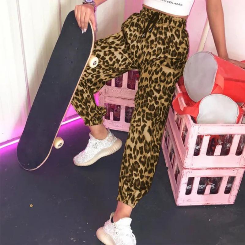 Dame Mode fritidsbukser i leopardmønster med elastisk talje Stilla