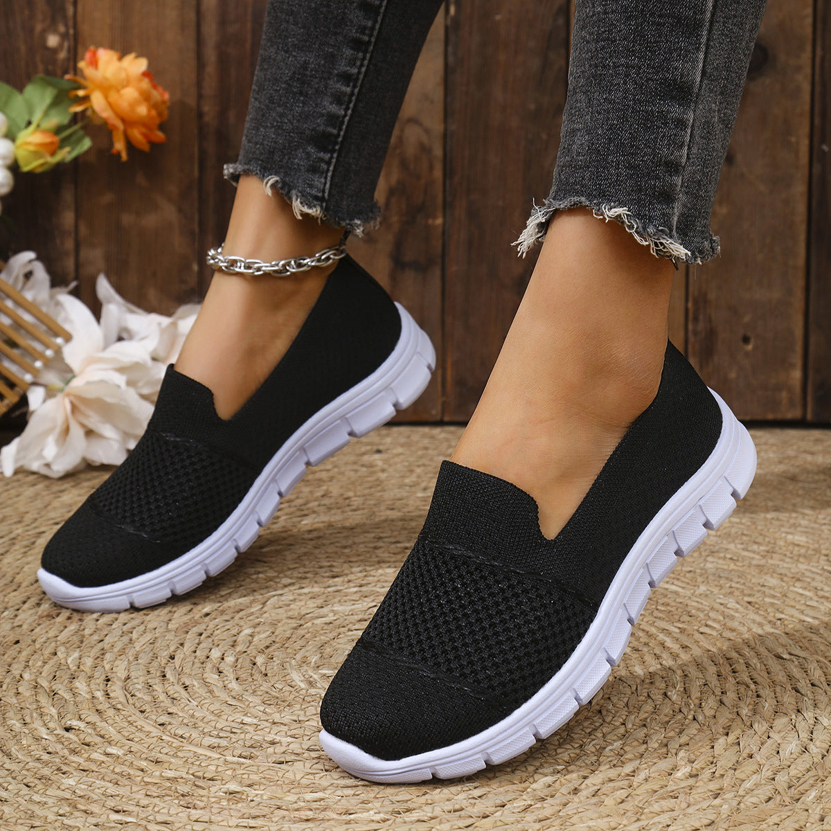 Dame Åndbare Slip-On Sneakers med fleksibel Sålekomfort Stilla