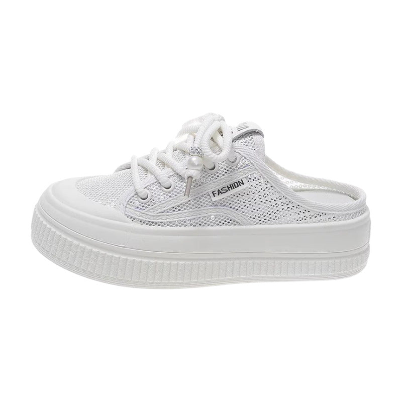 Dame Sneaker-Pantoletten i luftig mesh-design med moderne plateau sål Stilla
